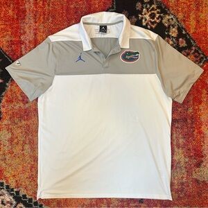 Florida Gators Jordan Brand 2018 Elite Coaches Gray & White Polo XL Dri-Fit EUC